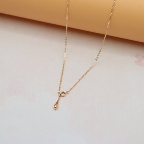 "Minimalist Rose Gold Plated Necklace with Crystal Drop, XPNL0148 - Picture 11 of 13